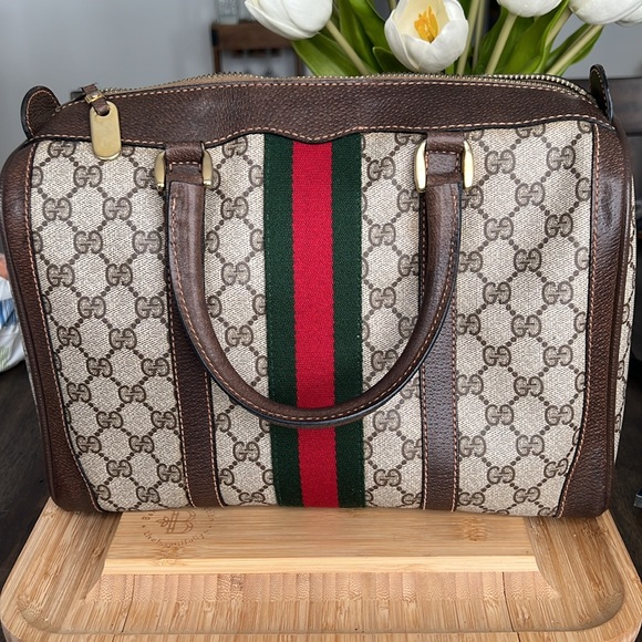 🔥Gucci Supreme Sherry Line Web Monogram Boston Bag w/ COA - Picture 13 of 13